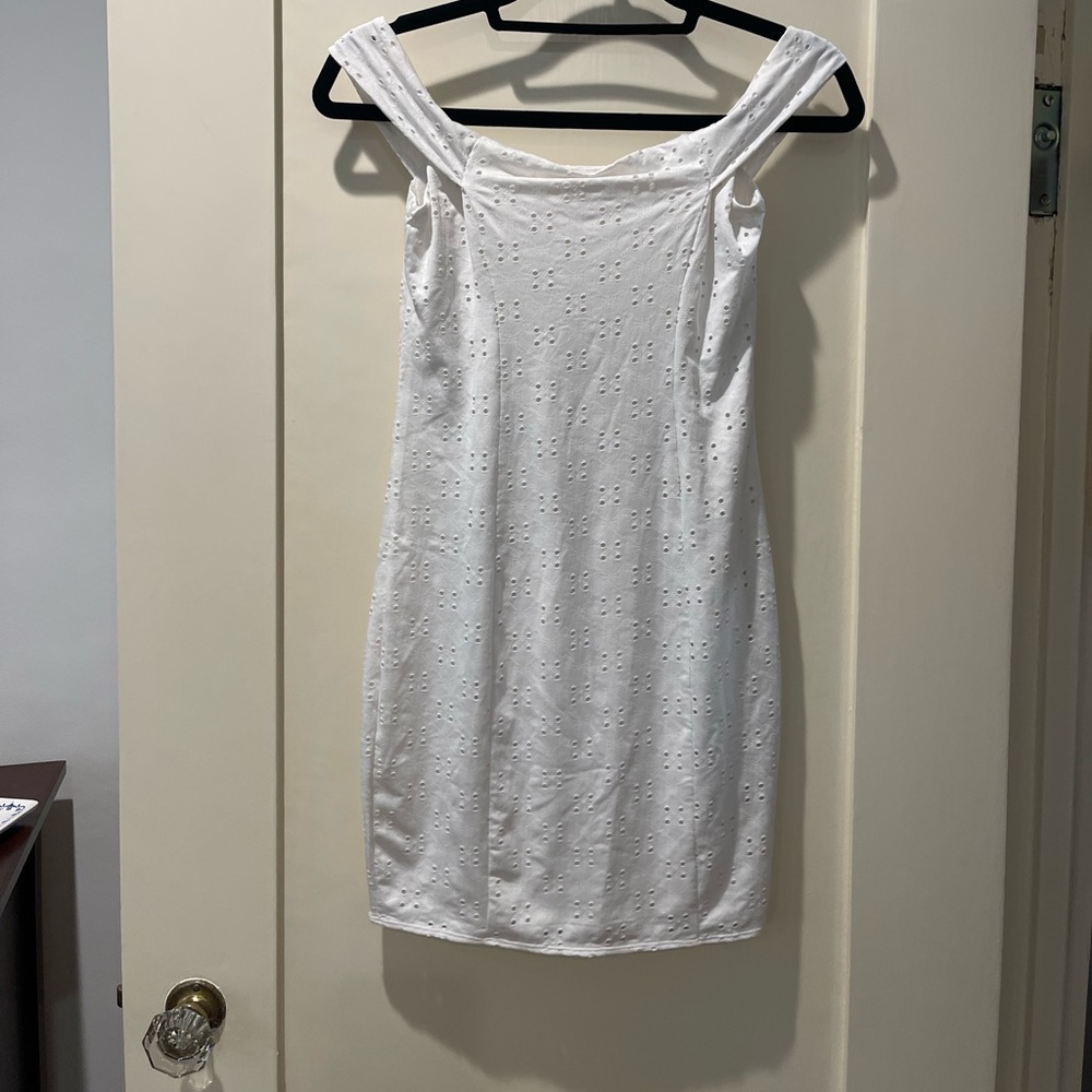 White off-the-shoulder mini dress